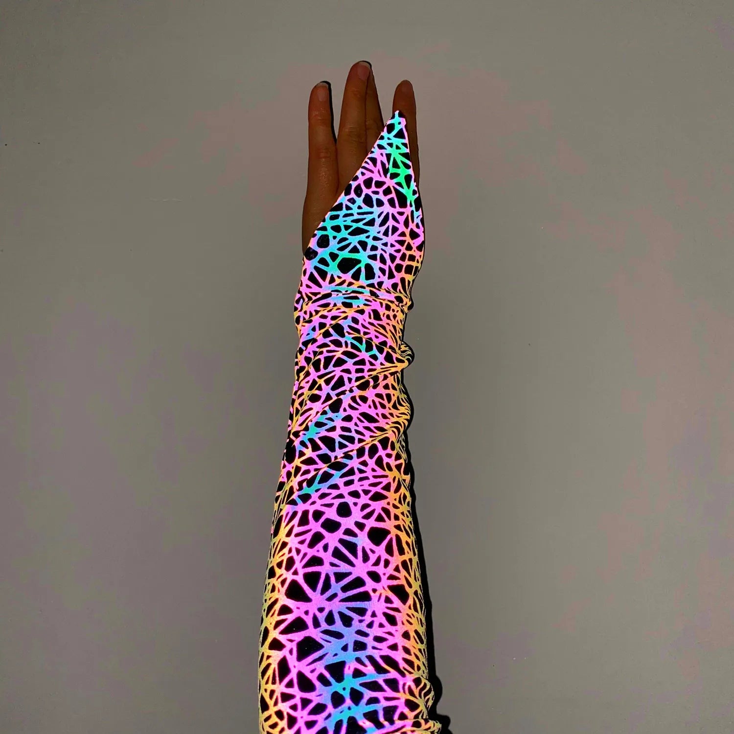 Hot Sale Women Fashion Arm Warmers Goth Colorful Reflective Oversleeve Breathable Reflect Light Workout Sleeves Fausse Manche