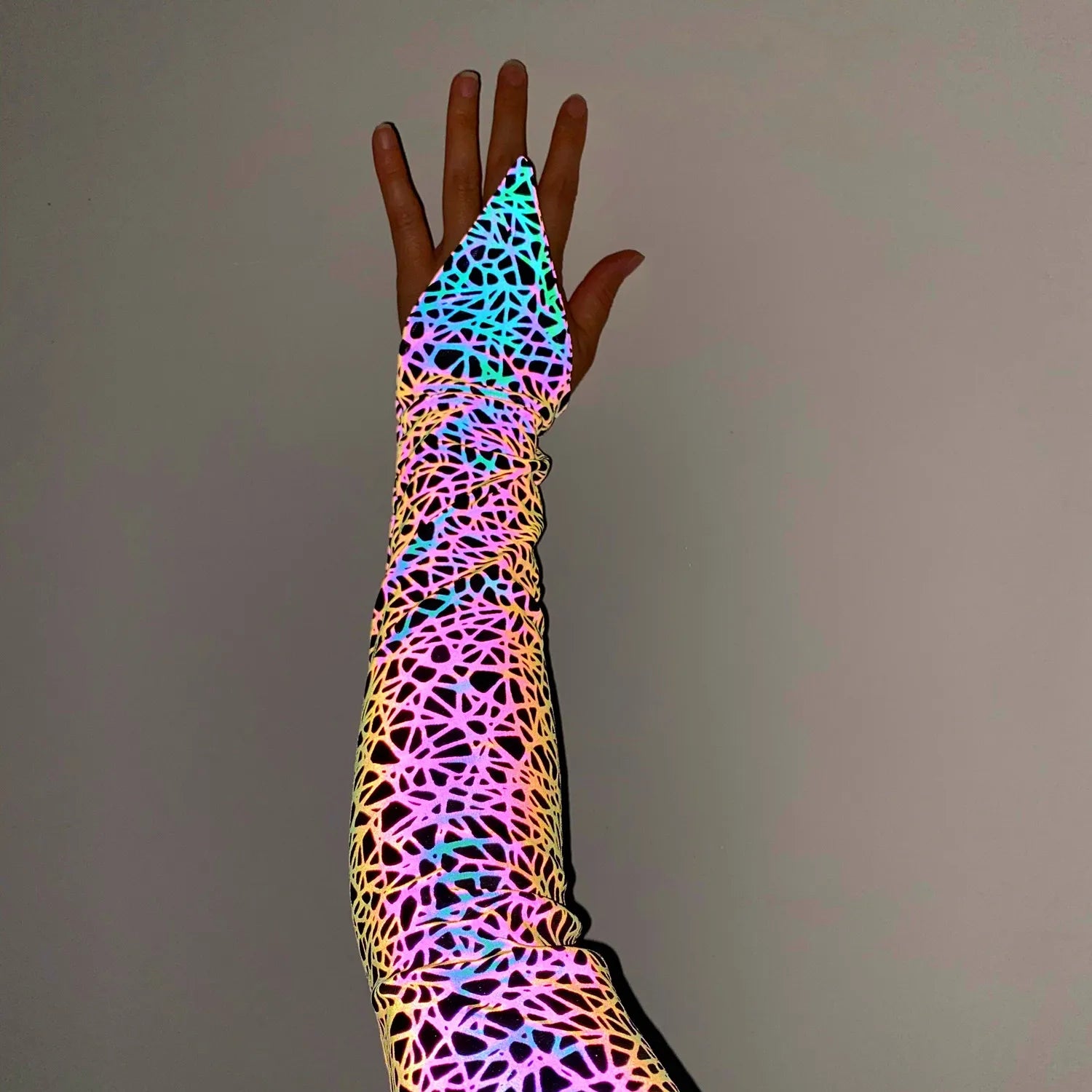 Hot Sale Women Fashion Arm Warmers Goth Colorful Reflective Oversleeve Breathable Reflect Light Workout Sleeves Fausse Manche