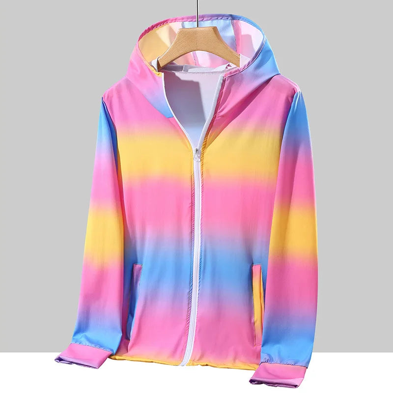 2023 Spring Summer Jacket Women Colorful Shiny Sunscreen Clothing Couples Color Thin Waterproof Coats Trend Large Size S-7XL