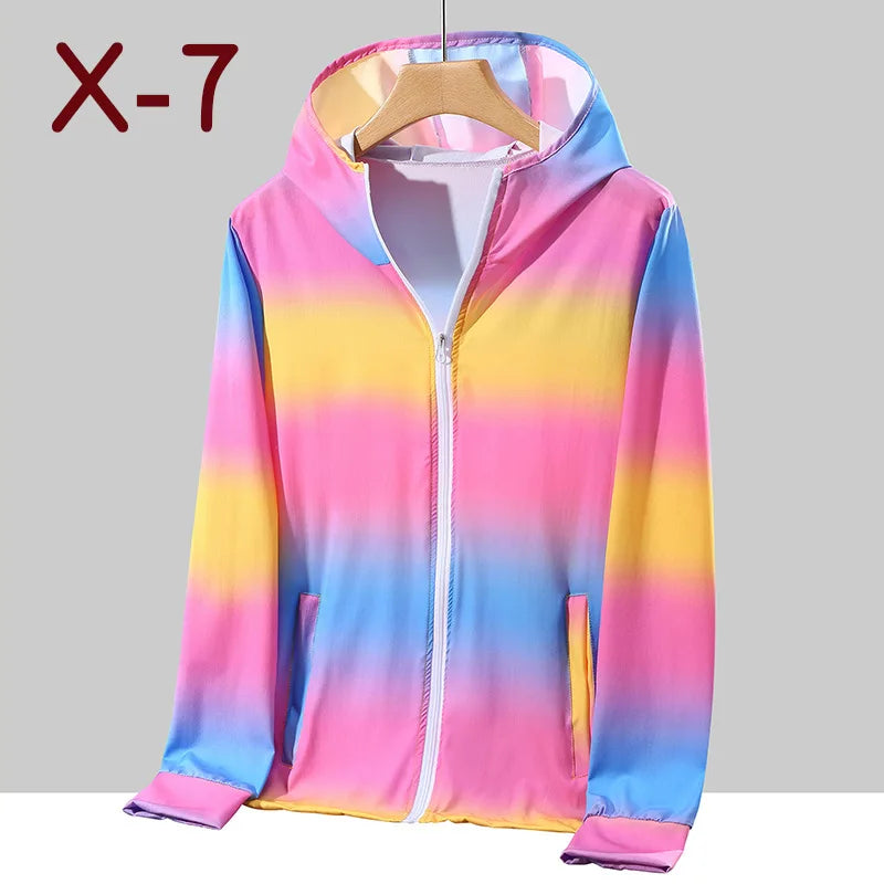 2023 Spring Summer Jacket Women Colorful Shiny Sunscreen Clothing Couples Color Thin Waterproof Coats Trend Large Size S-7XL
