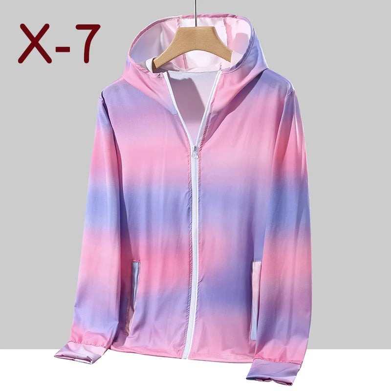 2023 Spring Summer Jacket Women Colorful Shiny Sunscreen Clothing Couples Color Thin Waterproof Coats Trend Large Size S-7XL