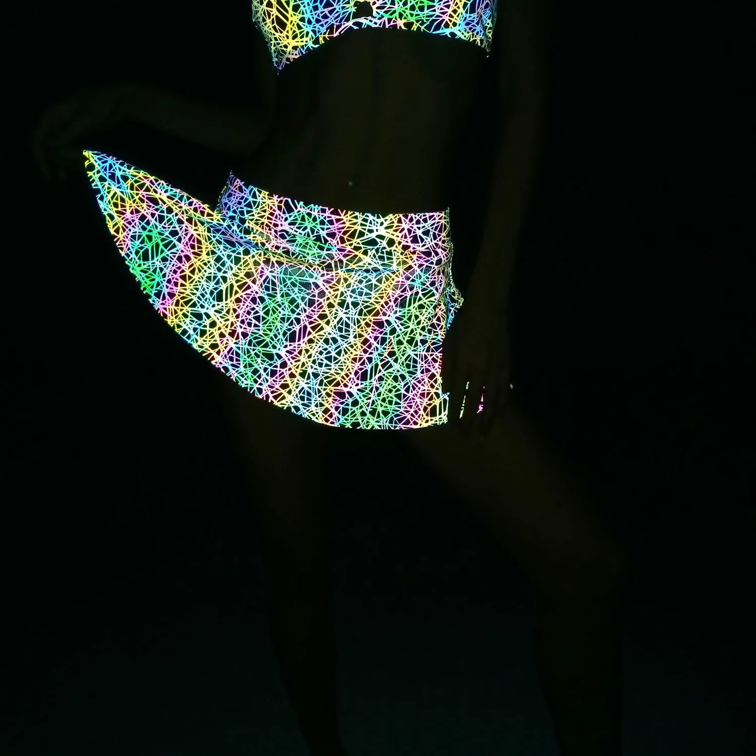 Colorful Reflective Techwear Skirt
