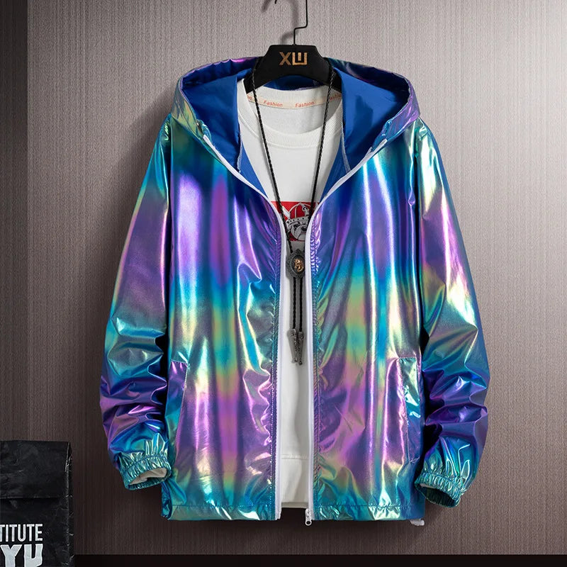 2023 Spring Summer Jacket Women Colorful Shiny Sunscreen Clothing Couples Color Thin Waterproof Coats Trend Large Size S-7XL