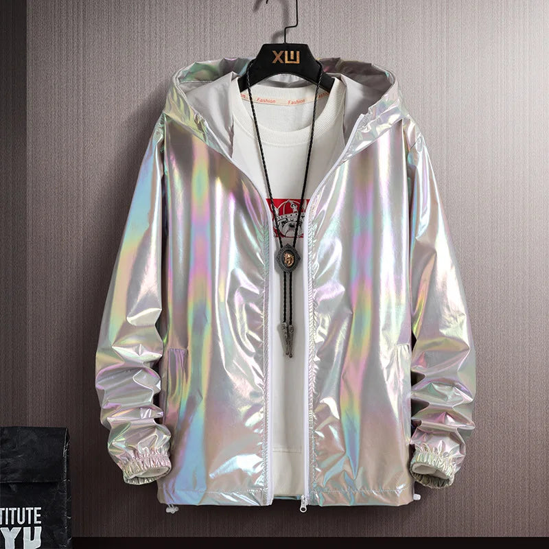 2023 Spring Summer Jacket Women Colorful Shiny Sunscreen Clothing Couples Color Thin Waterproof Coats Trend Large Size S-7XL